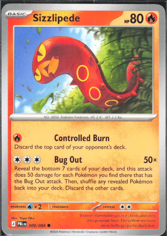 2026 Pokémon Pitch Black #009/084 Sizzlipede - framsida