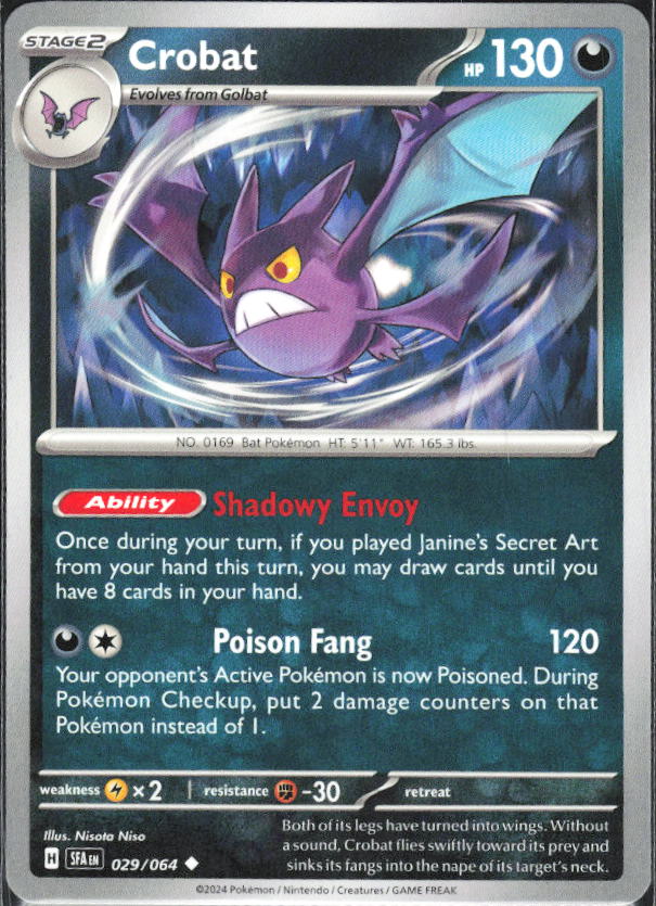 2024 Pokémon Scarlet & Violet: Shrouded Fable #029/064 Crobat - framsida