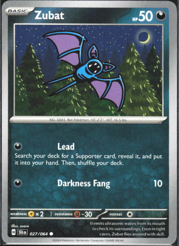 2024 Pokémon Scarlet & Violet: Shrouded Fable #027/064 Zubat - framsida