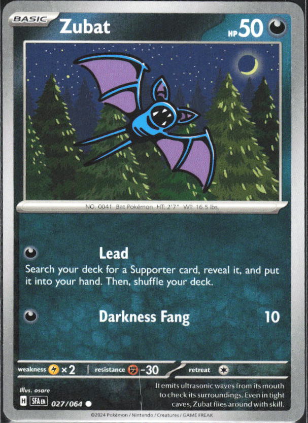 2024 Pokémon Scarlet & Violet: Shrouded Fable #027/064 Zubat - framsida
