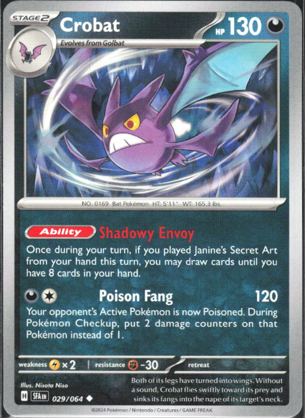 2024 Pokémon Scarlet & Violet: Shrouded Fable #029/064 Crobat - framsida