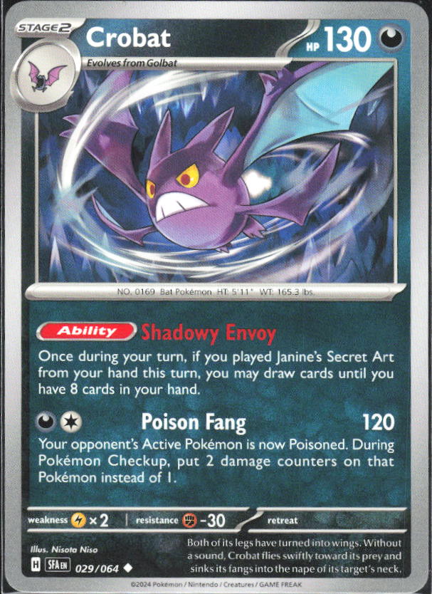 2024 Pokémon Scarlet & Violet: Shrouded Fable #029/064 Crobat - framsida