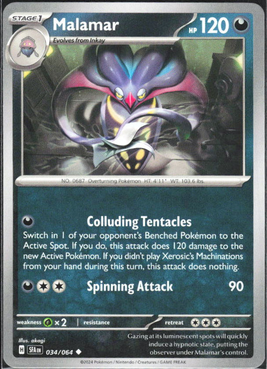 2024 Pokémon Scarlet & Violet: Shrouded Fable #034/064 Malamar - framsida