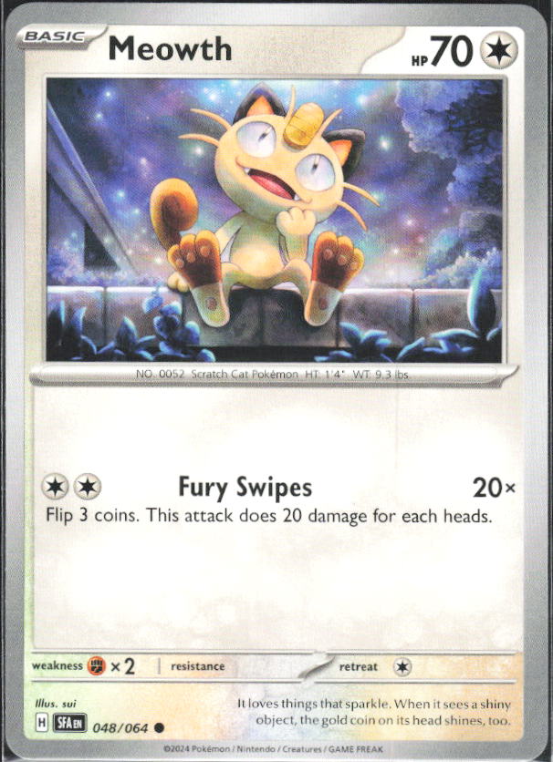 2024 Pokémon Scarlet & Violet: Shrouded Fable #048/064 Meowth - framsida