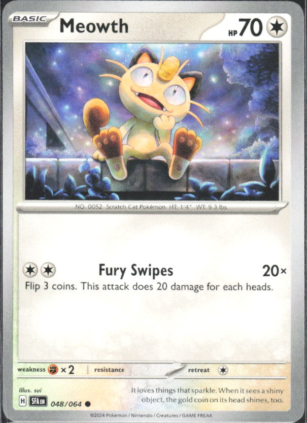 2024 Pokémon Scarlet & Violet: Shrouded Fable #048/064 Meowth - framsida