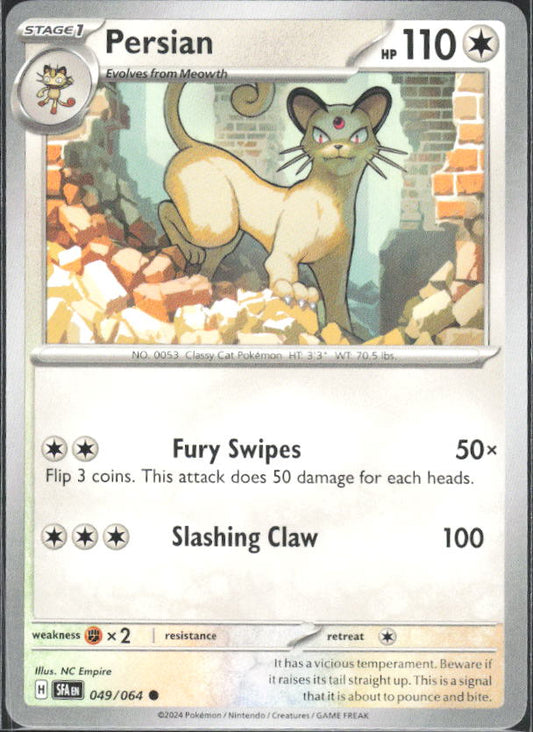 2024 Pokémon Scarlet & Violet: Shrouded Fable #049/064 Persian - framsida
