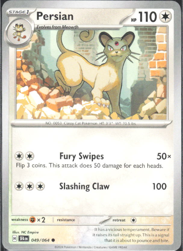 2024 Pokémon Scarlet & Violet: Shrouded Fable #049/064 Persian - framsida