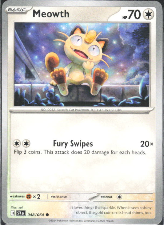 2024 Pokémon Scarlet & Violet: Shrouded Fable #048/064 Meowth - framsida