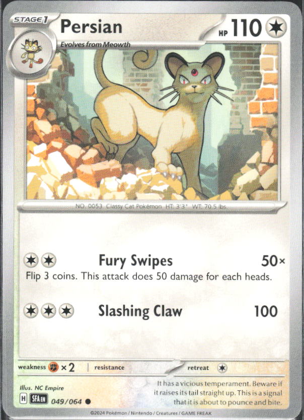 2024 Pokémon Scarlet & Violet: Shrouded Fable #049/064 Persian - framsida