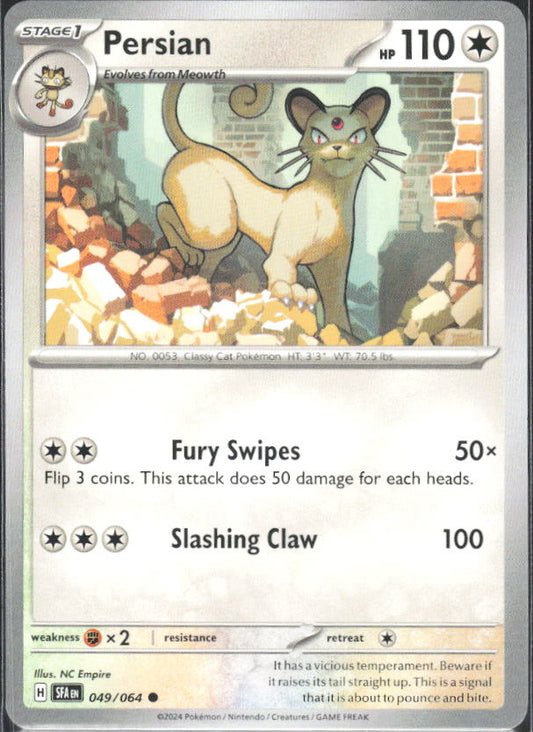 2024 Pokémon Scarlet & Violet: Shrouded Fable #049/064 Persian - framsida