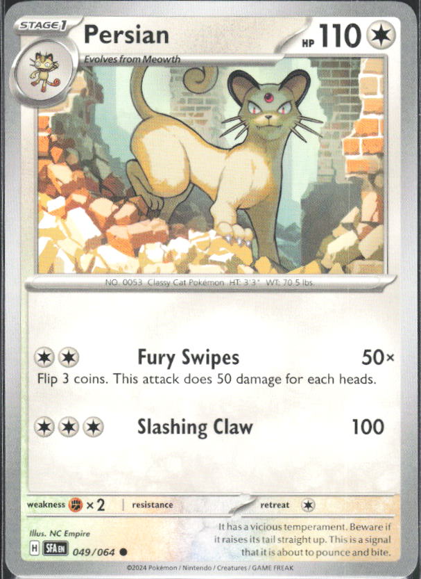 2024 Pokémon Scarlet & Violet: Shrouded Fable #049/064 Persian - framsida