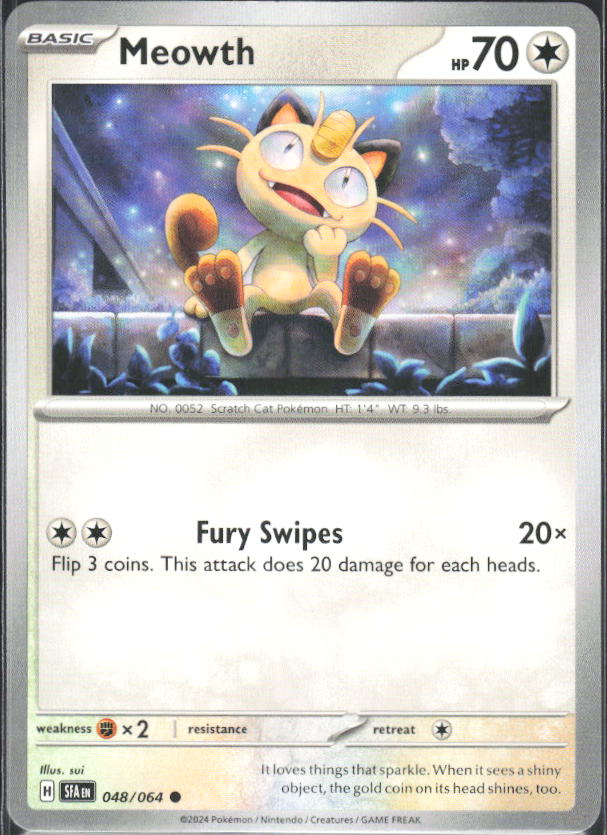 2024 Pokémon Scarlet & Violet: Shrouded Fable #048/064 Meowth - framsida