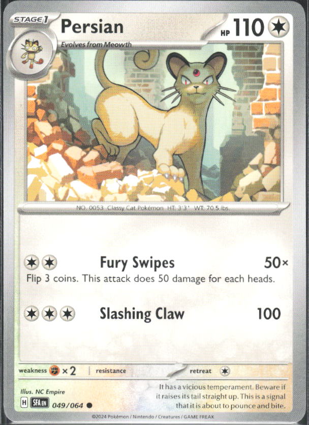 2024 Pokémon Scarlet & Violet: Shrouded Fable #049/064 Persian - framsida