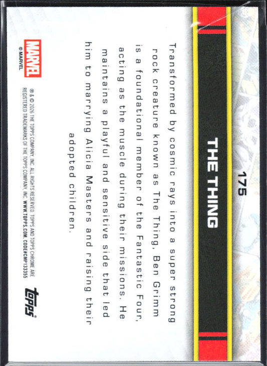 2026 Topps Chrome Marvel Comics #175 The Thing baksida