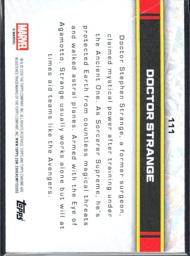 2026 Topps Chrome Marvel Comics #111 Doctor Strange baksida