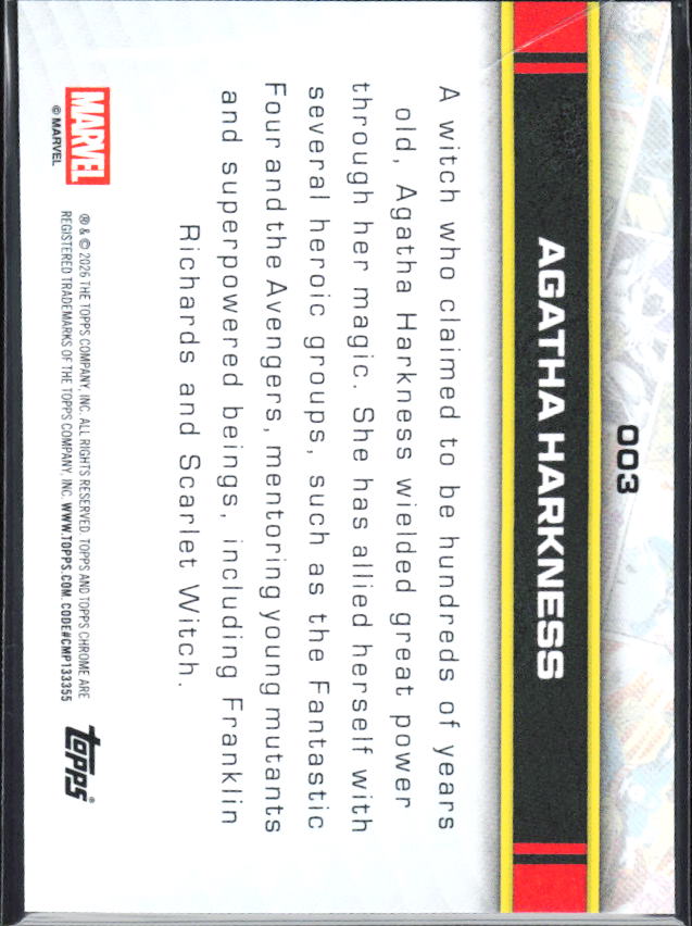 2026 Topps Chrome Marvel Comics #3 Agatha Harkness baksida