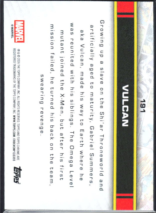 2026 Topps Chrome Marvel Comics #191 Vulcan baksida