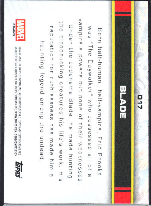 2026 Topps Chrome Marvel Comics #17 Blade baksida