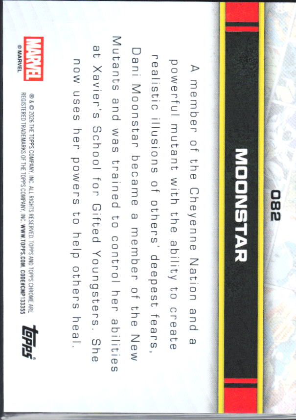 2026 Topps Chrome Marvel Comics #82 Moonstar baksida