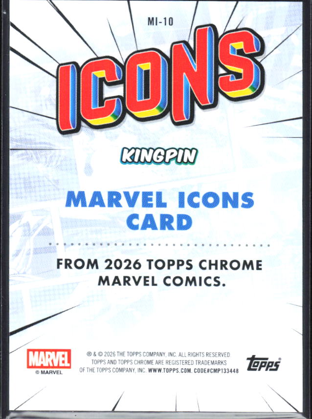 2026 Topps Chrome Marvel Comics #MI-10 Kingpin – Marvel Icons baksida