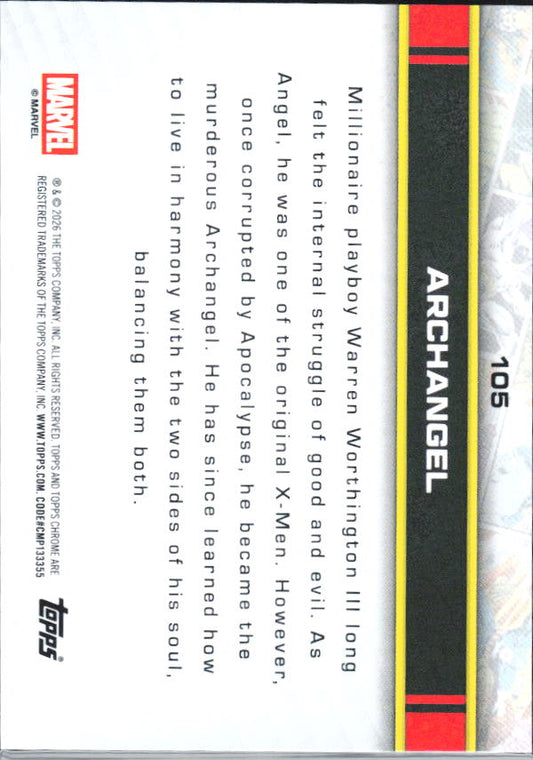 2026 Topps Chrome Marvel Comics #105 Archangel baksida