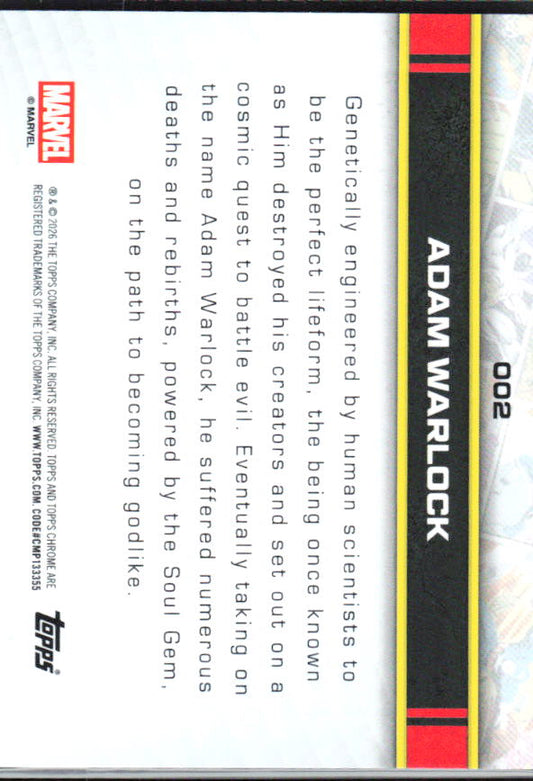2026 Topps Chrome Marvel Comics #2 Adam Warlock baksida