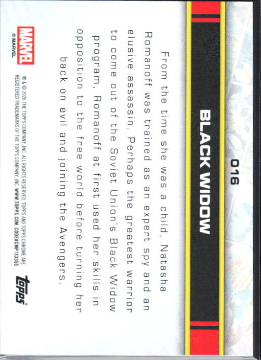 2026 Topps Chrome Marvel Comics #16 Black Widow baksida