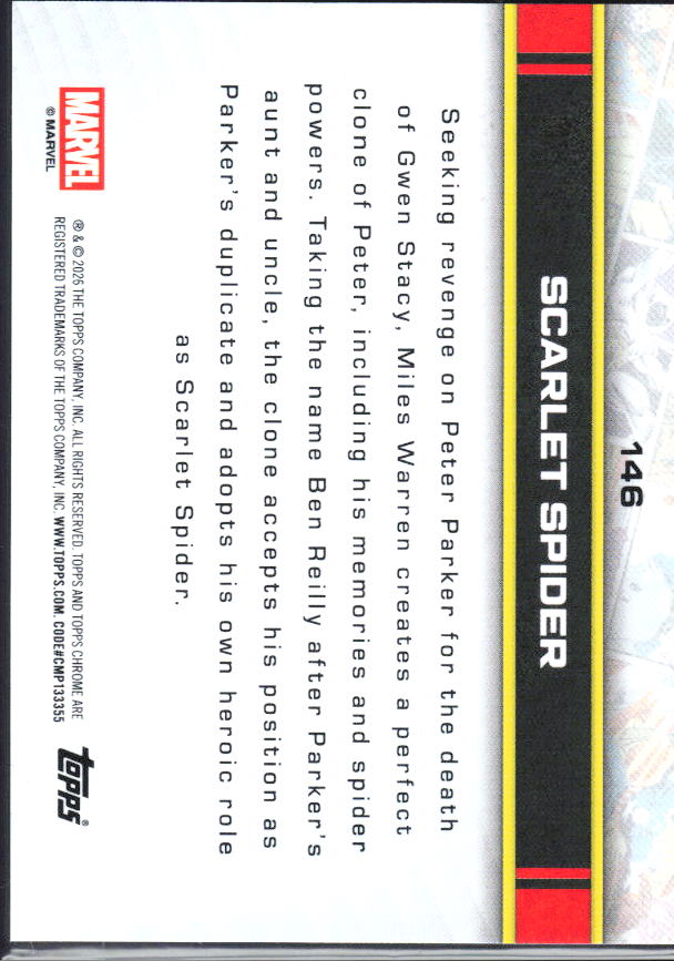 2026 Topps Chrome Marvel Comics #146 Scarlet Spider baksida