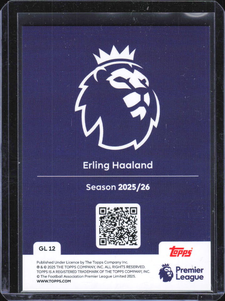 2025-26 Topps Premier League Gold Lion Erling Haaland GL12 baksida