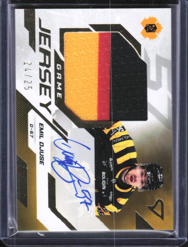 2025-26 SportZoo SHL Series 1 Emil Djuse Game Jersey Signature 14/25 framsida