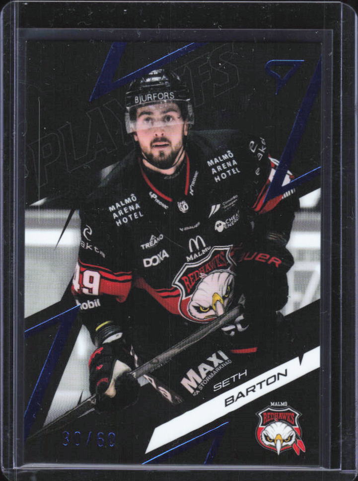2025-26 SportZoo SHL Playoffs Seth Barton Azure Blue #56 27/60 framsida