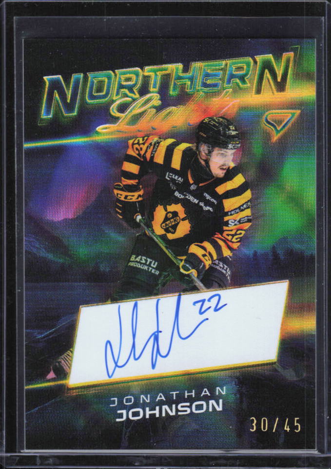 2025-26 SportZoo SHL Series 2 Jonathan Johnson Northern Lights Gold Auto 30/45 framsida