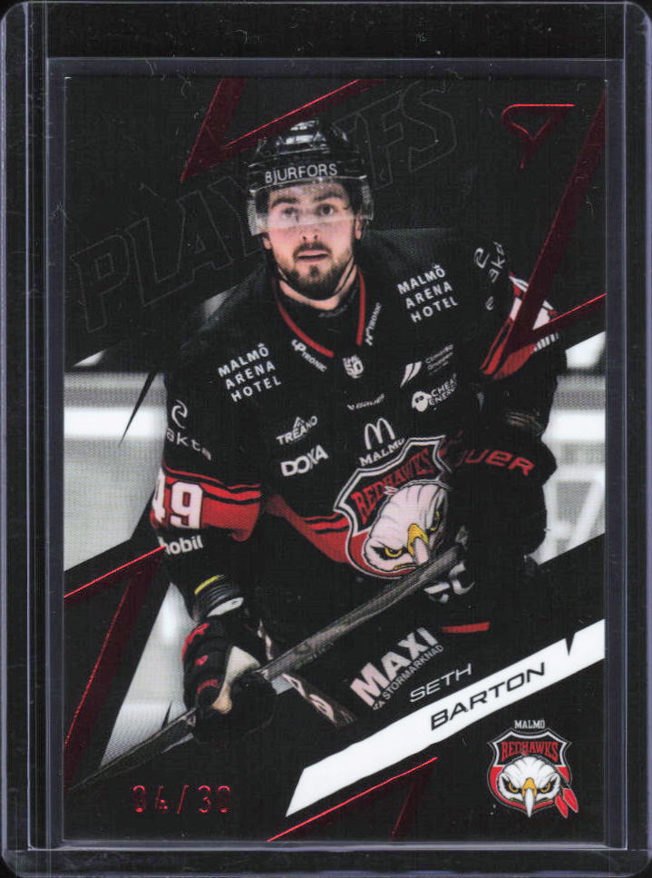 2025-26 SportZoo SHL Playoffs Seth Barton Fire Red #56 24/30 framsida