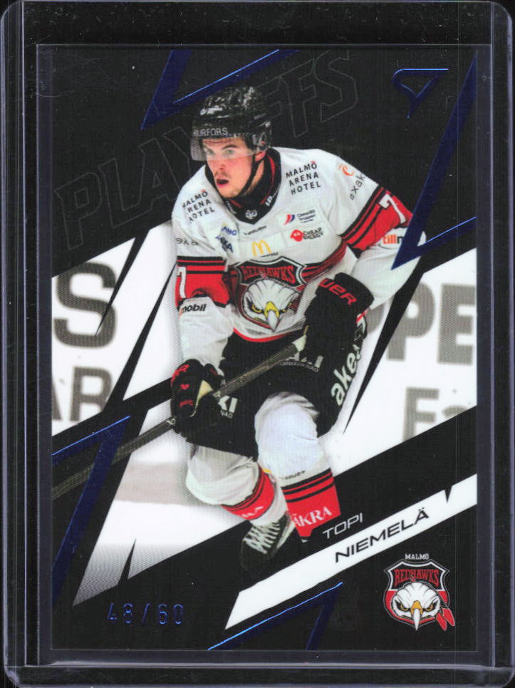 2025-26 SportZoo SHL Playoffs Topi Niemelä Azure Blue #57 48/60 framsida