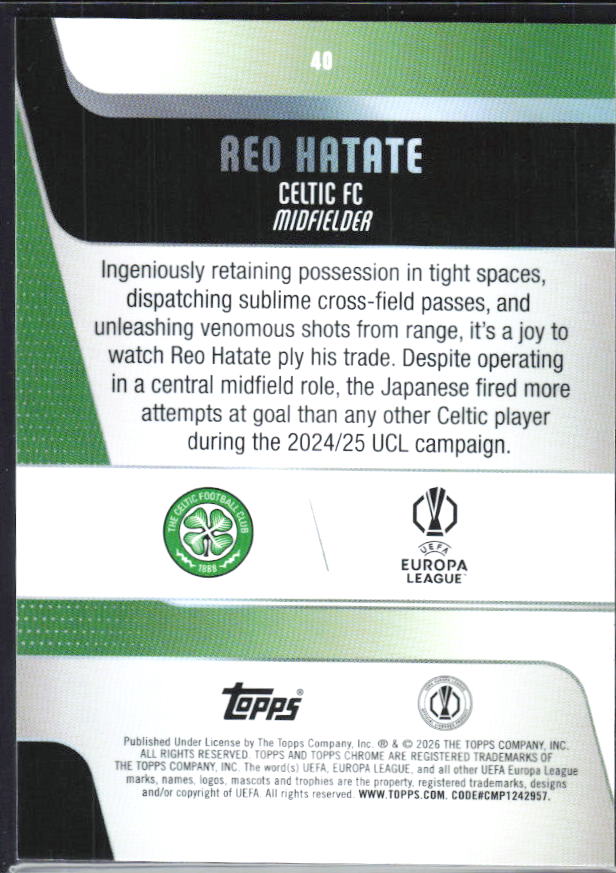 Reo Hatate – 2025-26 Topps Chrome UEFA Club Competitions #40 – baksida