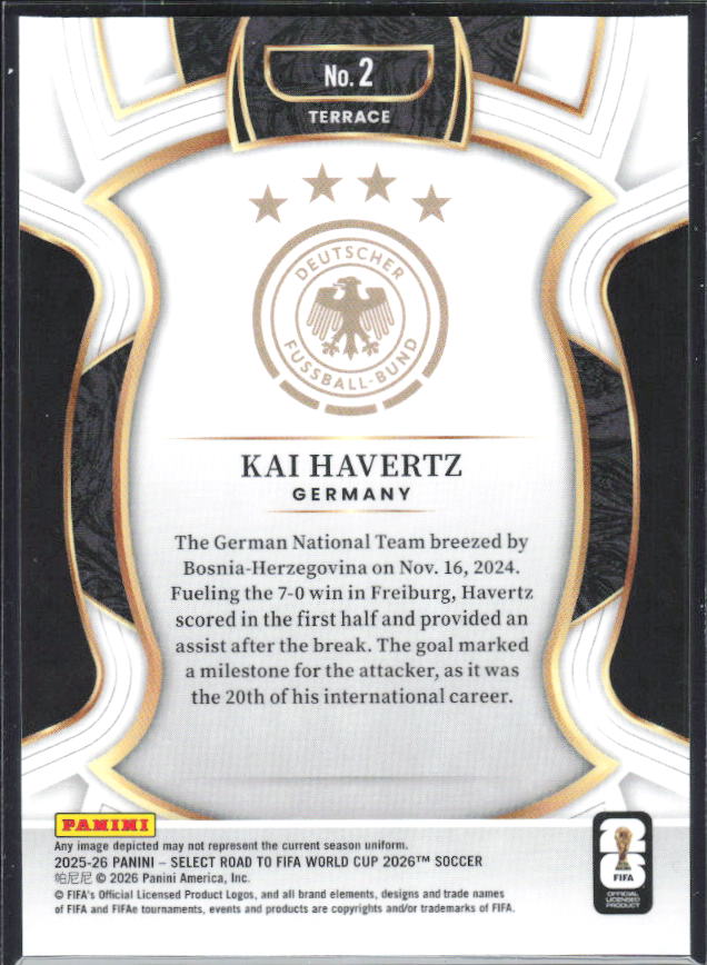 Kai Havertz – 2025-26 Panini Select Road to FIFA World Cup #2 Terrace – baksida