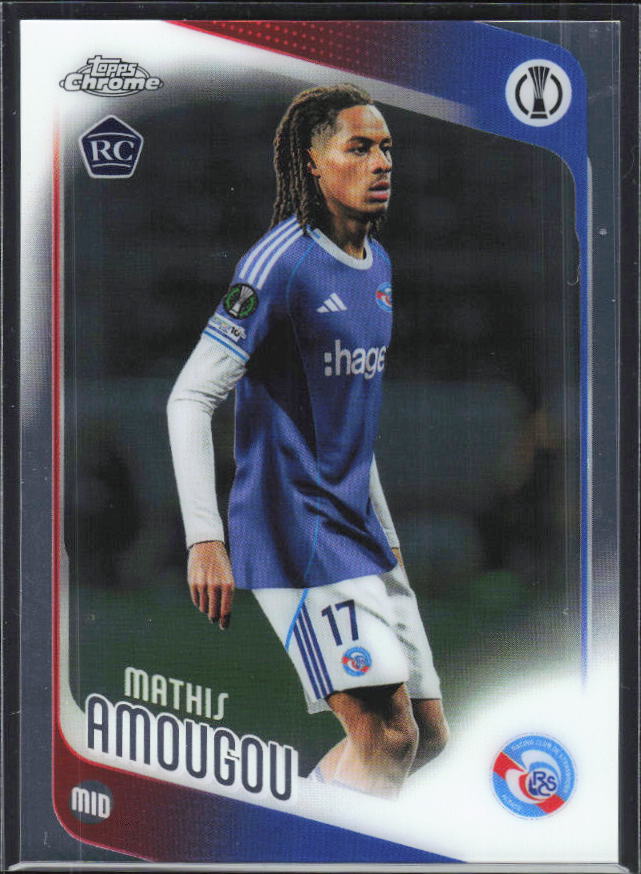 Mathis Amougou – 2025-26 Topps Chrome UEFA Club Competitions #177 – framsida