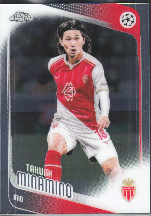 Takumi Minamino – 2025-26 Topps Chrome UEFA Club Competitions #123 – framsida