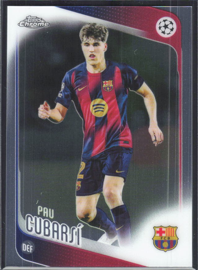 Pau Cubarsí – 2025-26 Topps Chrome UEFA Club Competitions #183 – framsida
