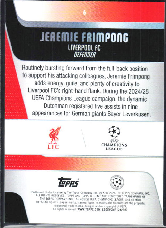 Jeremie Frimpong – 2025-26 Topps Chrome UEFA Club Competitions #6 – baksida