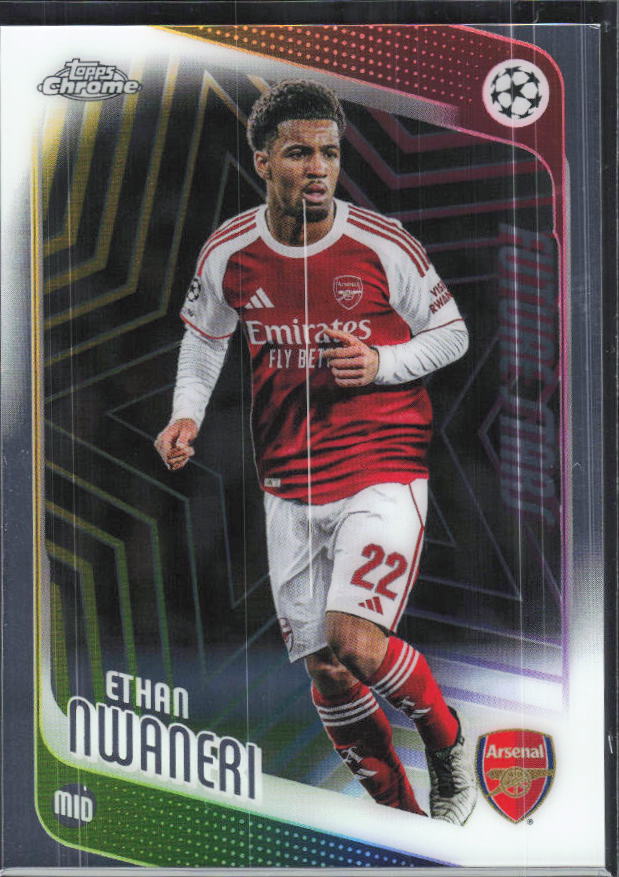 Ethan Nwaneri – 2025-26 Topps Chrome UEFA Club Competitions #21 – framsida