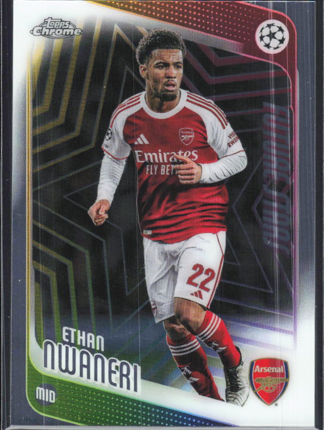 Ethan Nwaneri – 2025-26 Topps Chrome UEFA Club Competitions #21 – framsida