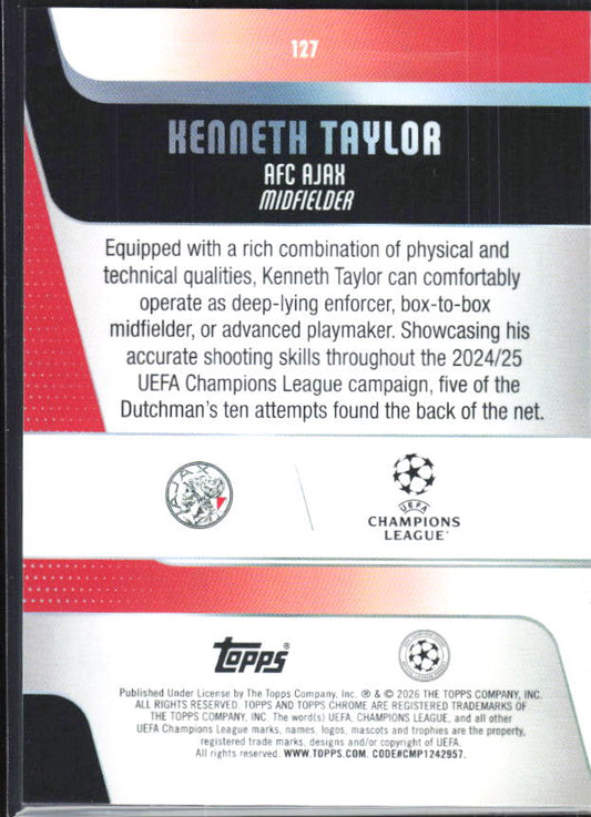 Kenneth Taylor – 2025-26 Topps Chrome UEFA Club Competitions #127 – baksida