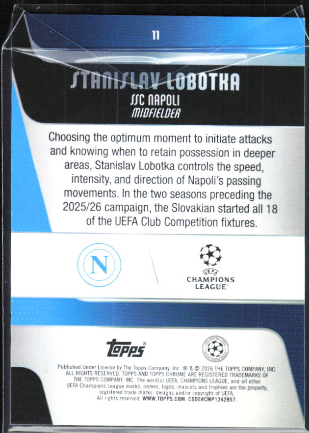 Stanislav Lobotka – 2025-26 Topps Chrome UEFA Club Competitions #11 – baksida
