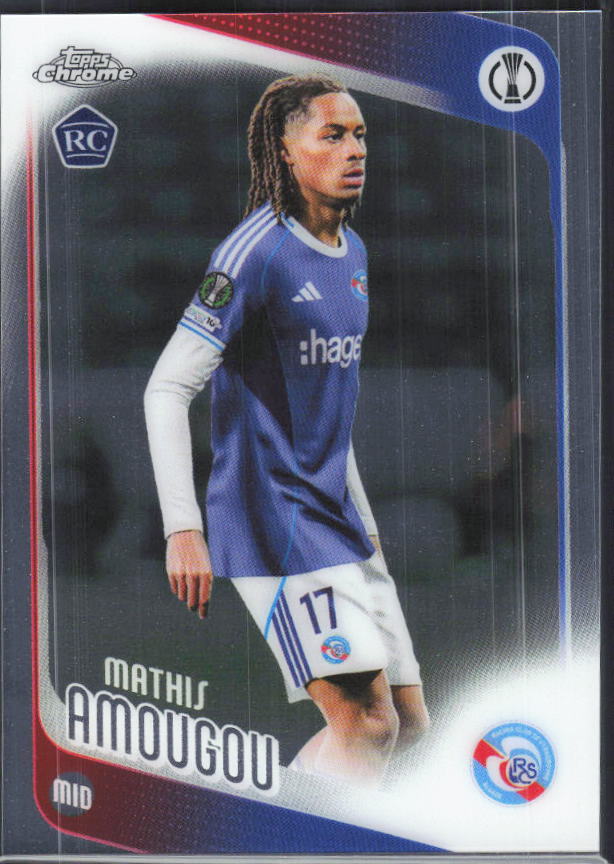 Mathis Amougou – 2025-26 Topps Chrome UEFA Club Competitions #177 – framsida
