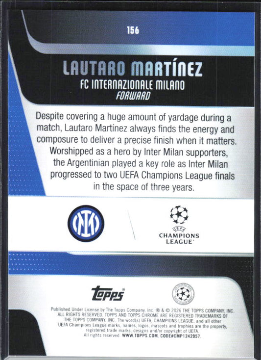 Lautaro Martínez – 2025-26 Topps Chrome UEFA Club Competitions #156 – baksida
