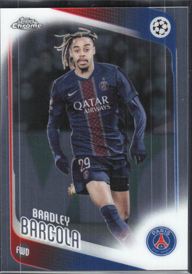 Bradley Barcola – 2025-26 Topps Chrome UEFA Club Competitions #63 – framsida