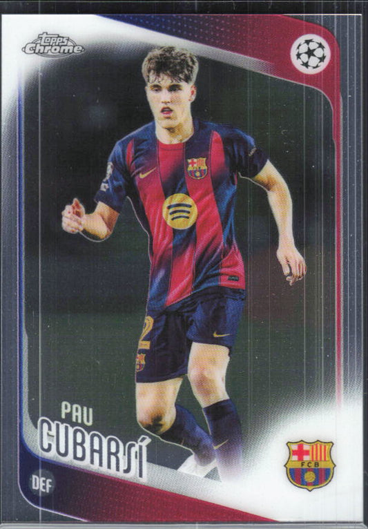 Pau Cubarsí – 2025-26 Topps Chrome UEFA Club Competitions #183 – framsida