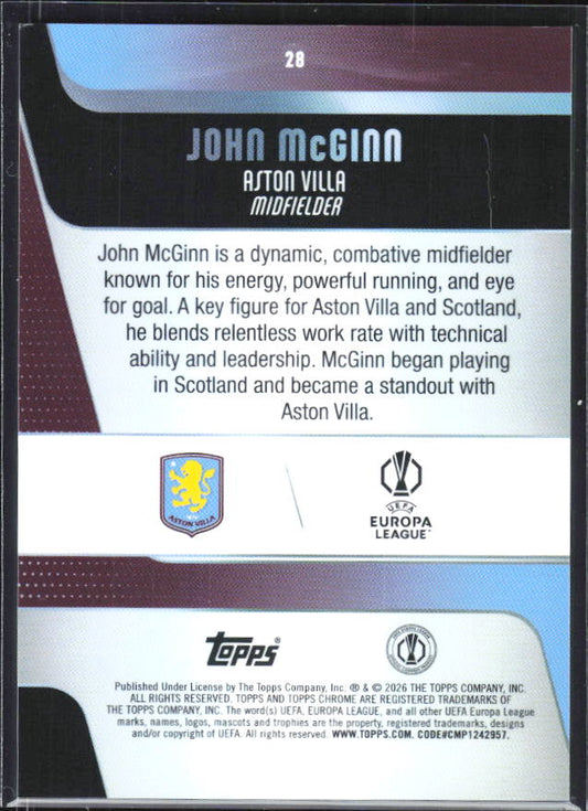 John McGinn – 2025-26 Topps Chrome UEFA Club Competitions #28 – baksida