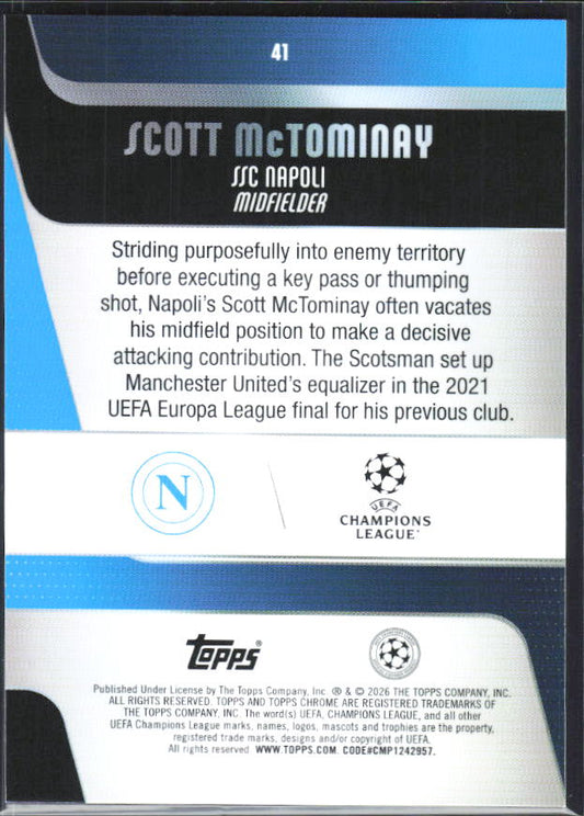 Scott McTominay – 2025-26 Topps Chrome UEFA Club Competitions #41 – baksida